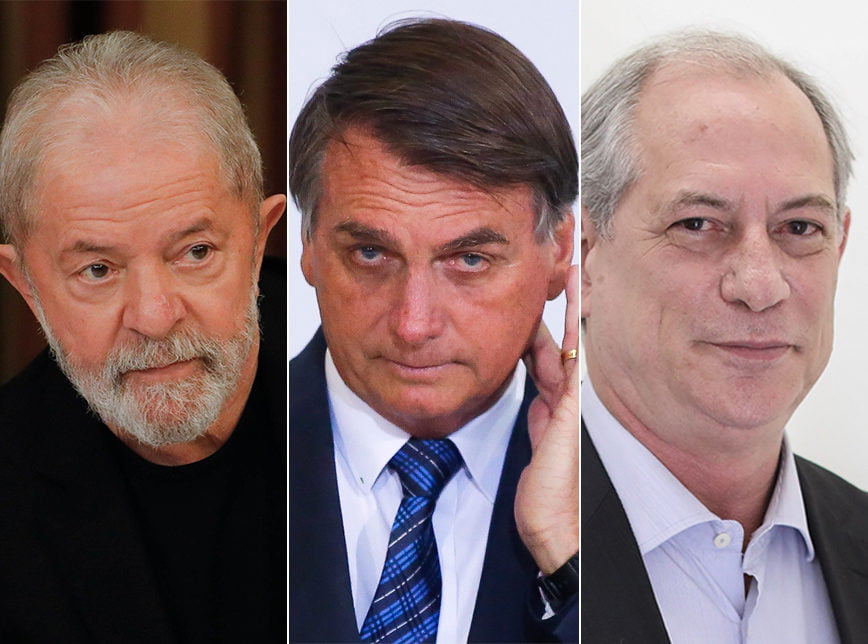 O ex-presidente Luiz Inácio Lula da Silva (PT), o presidente Jair Bolsonaro (sem partido) e o ex-ministro Ciro Gomes (PDT) devem disputar as eleições presidenciais em 2022 (Foto: Sérgio Lima/Poder360)
