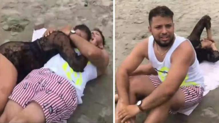Vídeo: Mulher flagra marido com a amante em uma praia