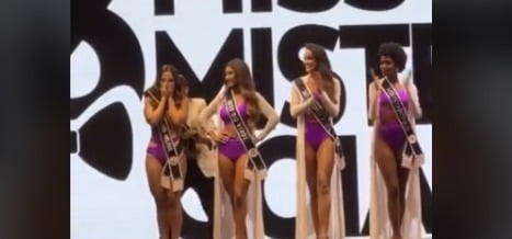 Apresentador coloca faixa de Miss Goiás em candidata e retira em seguida