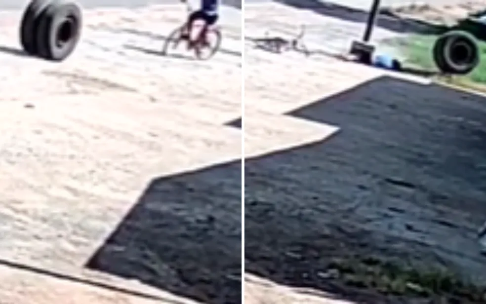 Mulher é atingida por pneus de carreta enquanto andava de bicicleta, em Cezarina