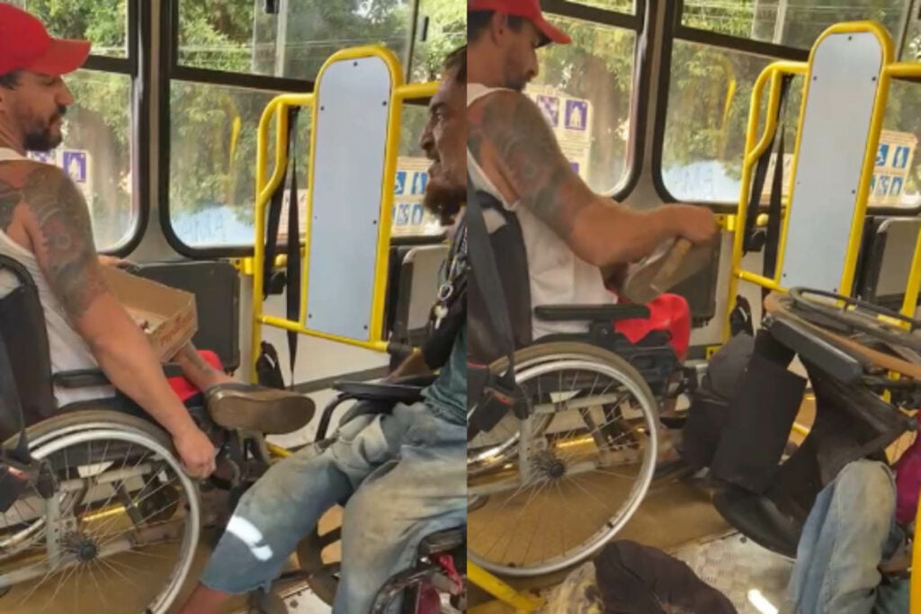 Cadeirante derruba outro da cadeira de rodas durante briga em ônibus