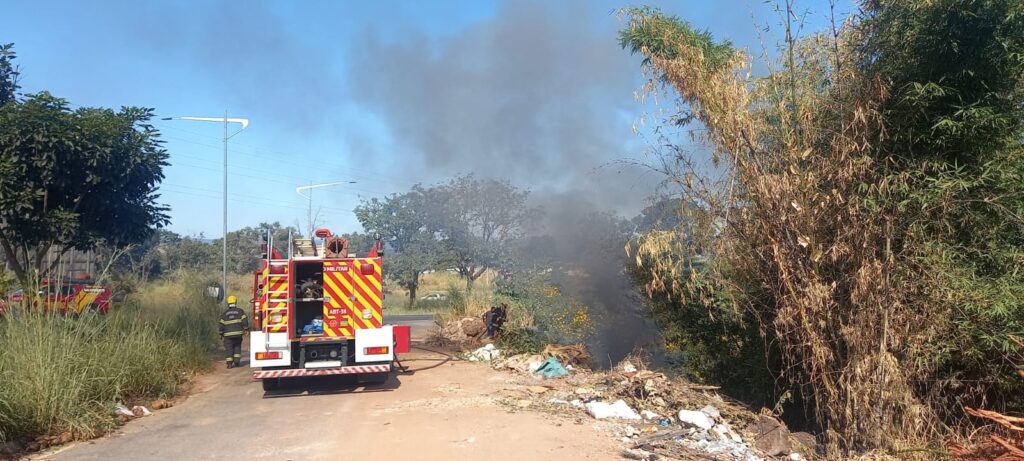 Bombeiros resgatam vítima e extinguem incêndio na GO-139