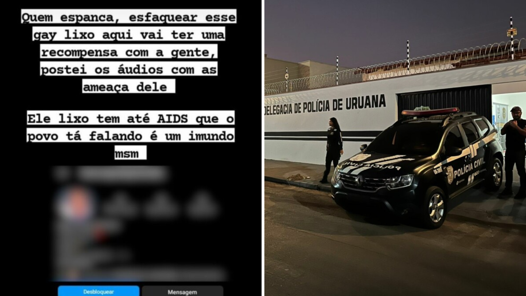 Duas mulheres são presas em Uruana após postarem mensagens homofóbicas no Instagram
