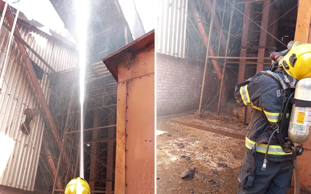 Incêndio em Itumbiara atinge um esteira de silo de grãos