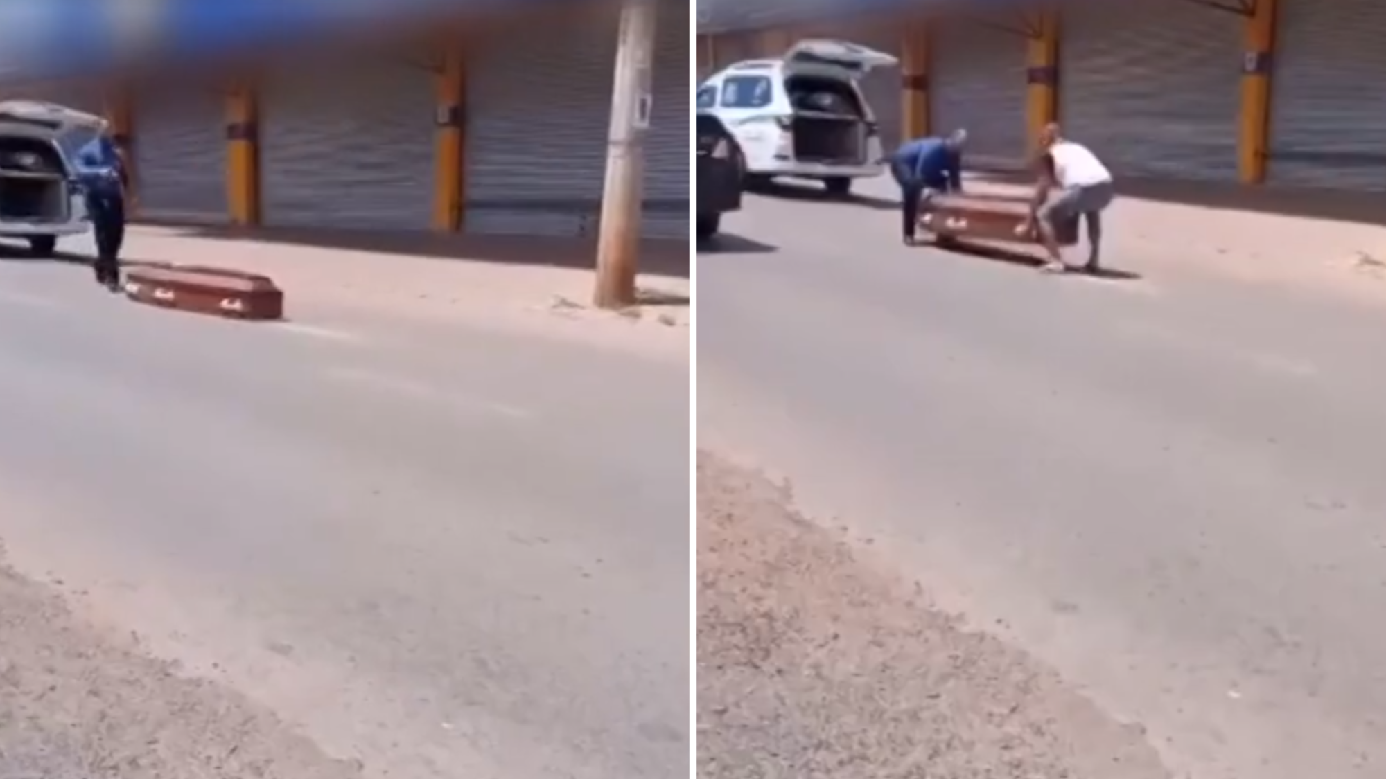 Caixão cai de carro funerário em Planaltina de Goiás