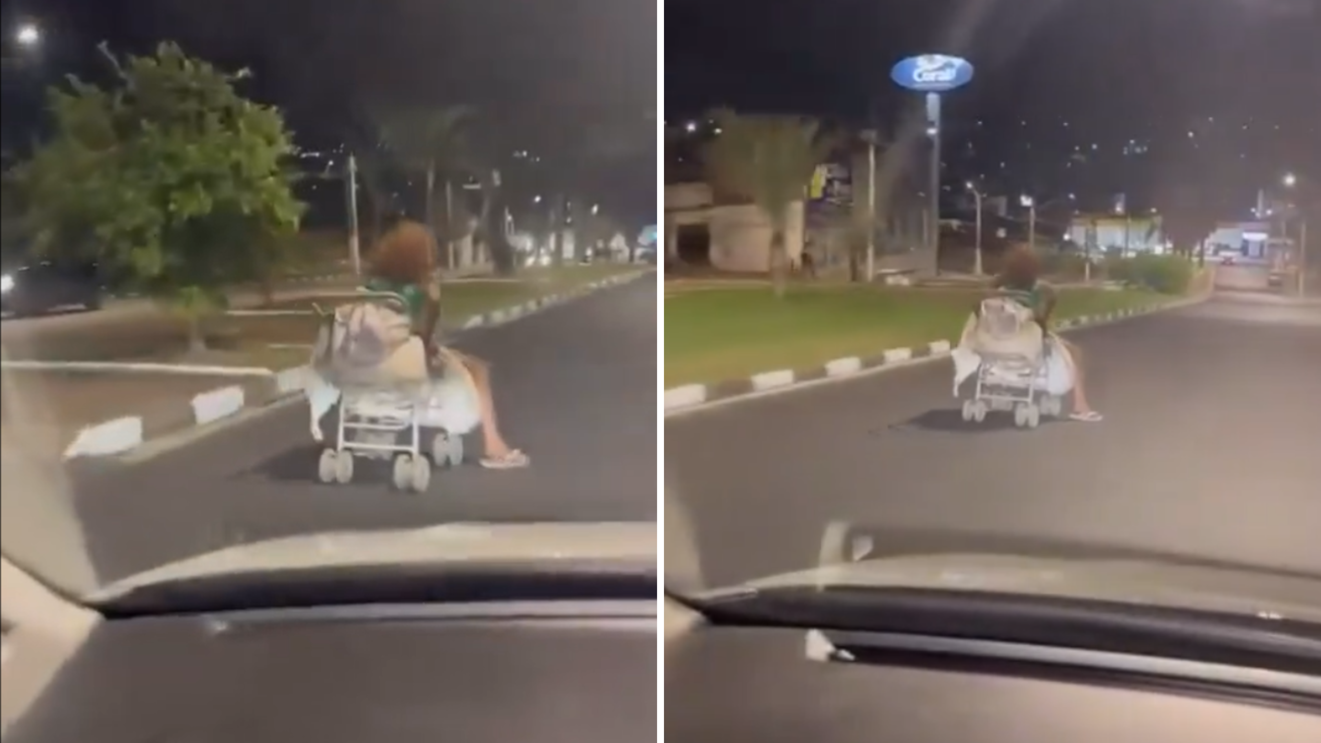 Motorista filma momento em que é ultrapassado por carrinho de bebê em Minas Gerais