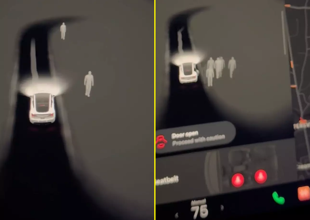 Nas imagens é possível ver supostos fantasmas detectados pelos sensores e pela câmera do veículo