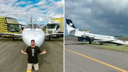 Aeronave do cantor Murillo Huff cai em vala no aeroporto de Goiânia