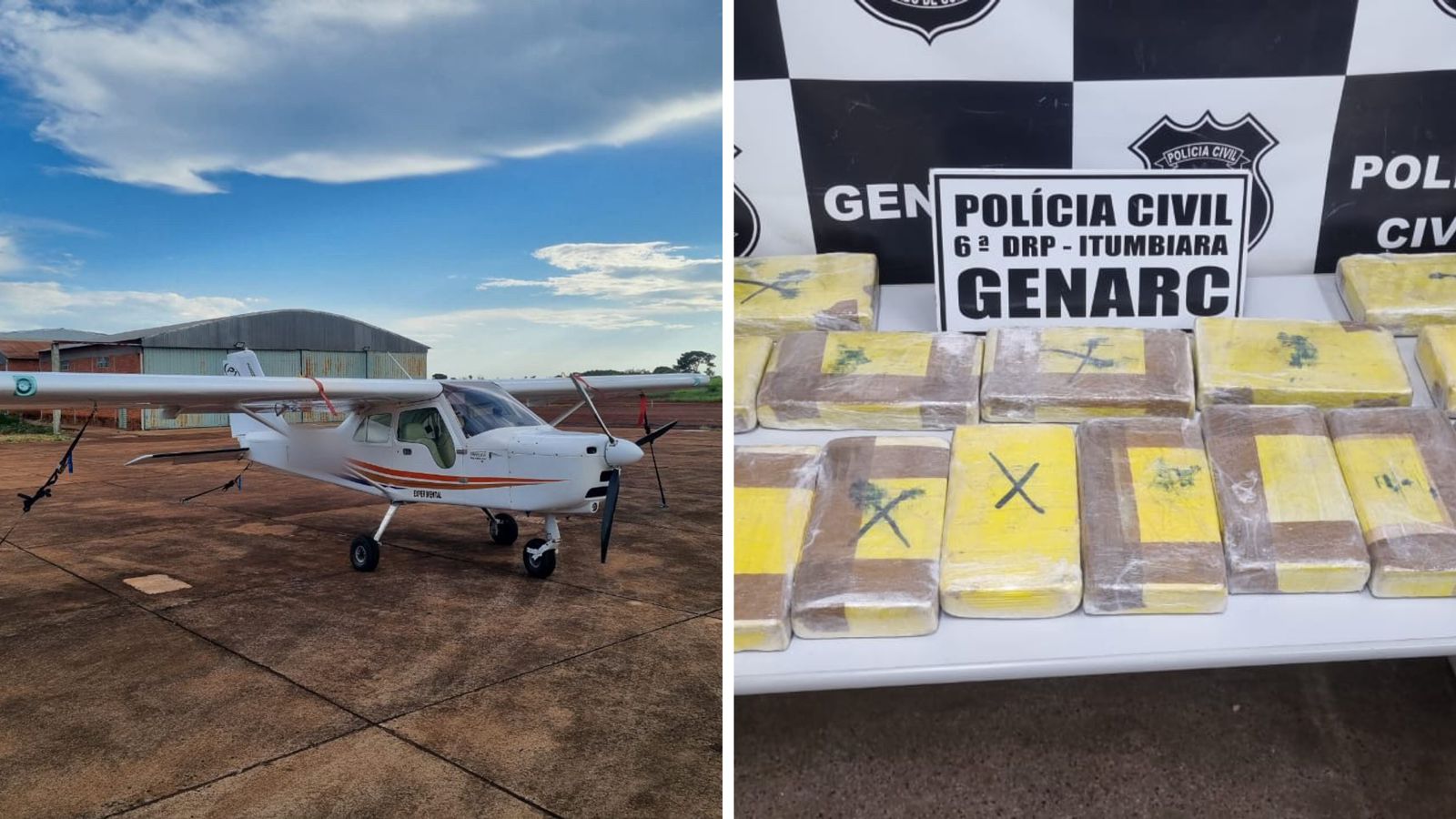 Polícia prende grupo de tráfico interestadual e apreende avião com droga, em Itumbiara