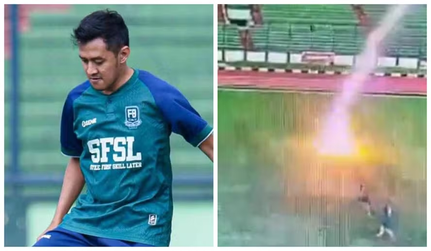 Jogador de futebol é atingido por raio durante amistoso na Indonésia
