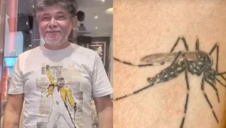 Biólogo faz tataugem do Aedes aegypti em braço em “homenagem” ao inseto