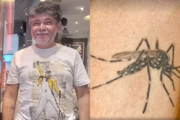 Biólogo faz tataugem do Aedes aegypti em braço em “homenagem” ao inseto
