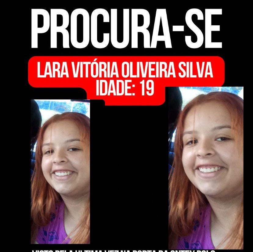 A família de Lara Vitória Oliveira Silva solicita ajuda da comunidade para encontrá-la (Foto: reprodução)