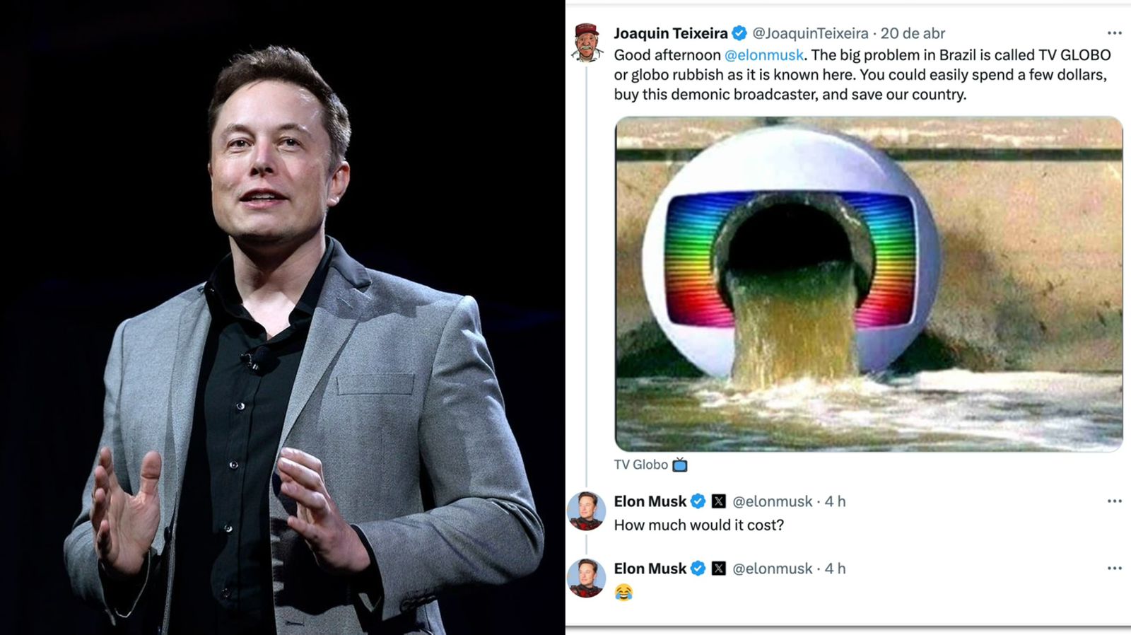 Elon Musk questiona sobre o preço de aquisição da Rede Globo 