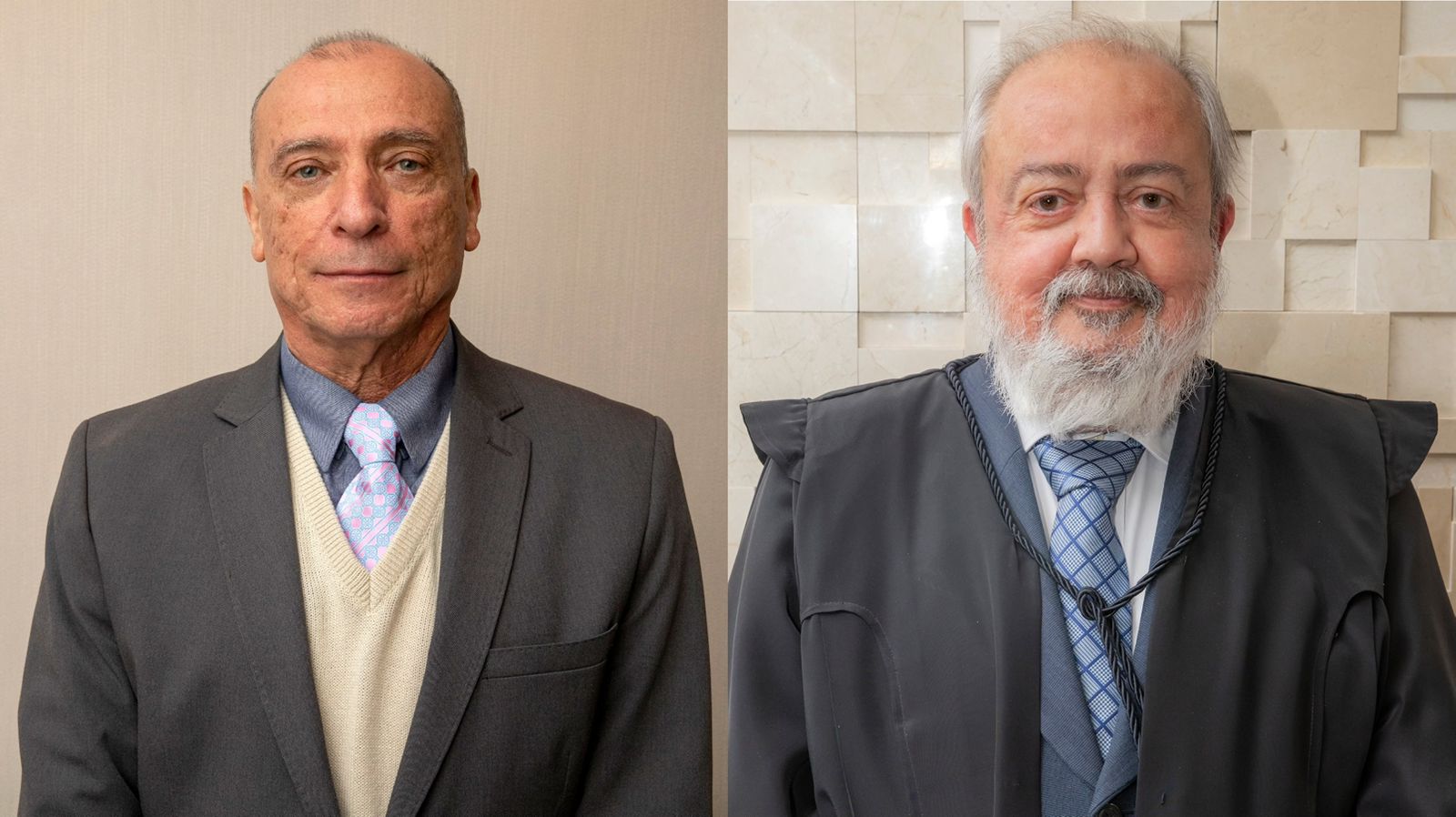 Desembargadores Luiz Cláudio Veiga Braga (à esquerda) e Ivo Favaro (à direita) assumirão os cargos de presidente e de vice-presidente, respectivamente, do Tribunal Regional Eleitoral de Goiás (TRE-GO)