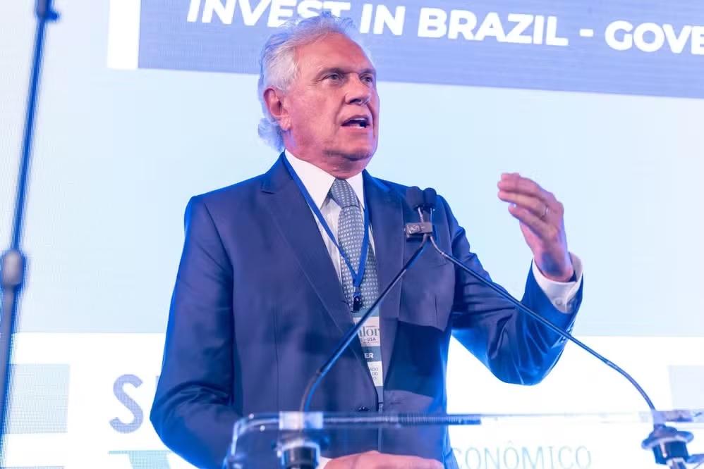 No Summit Valor Econômico Brazil-USA, em Nova York, o governador Ronaldo Caiado destaca a segurança jurídica o equilíbrio fiscal e a redução do custo Brasil em Goiás (Foto: Vanessa Carvalho (Valor Econômico)