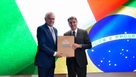 Governador Ronaldo Caiado apresenta potencialidades de Goiás à comitiva italiana (Fotos: Rômulo Carvalho)