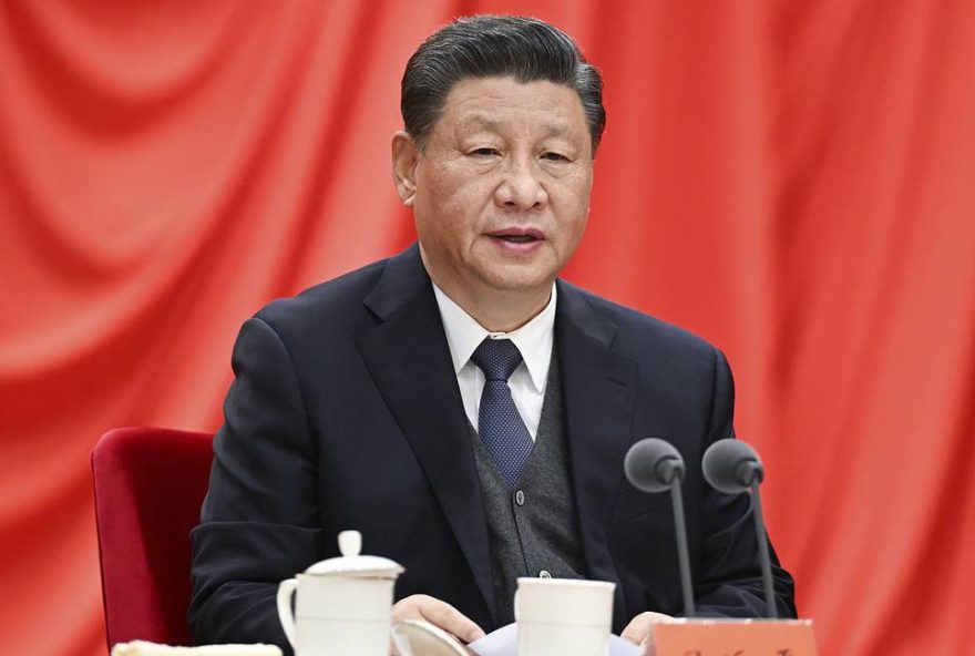 In this photo released by Xinhua News Agency, Chinese President Xi Jinping addresses the sixth plenary session of the 19th CPC Central Commission for Discipline Inspection (CCDI) in Beijing, China on Tuesday, Jan. 18, 2022. (Li Xueren/Xinhua via AP)