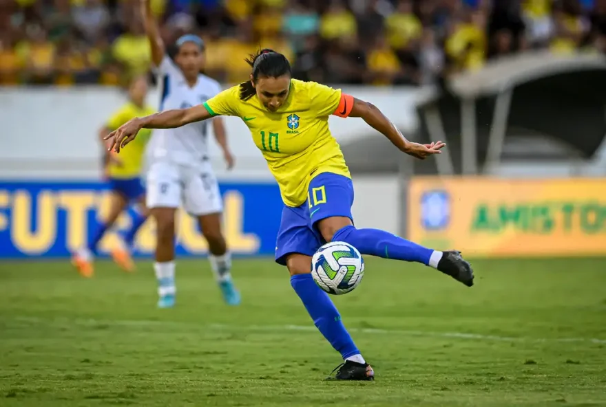 Com direito a gol de Marta, Brasil encerra 2023 vencendo a Nicarágua. (Foto: Divulgação/CBF)