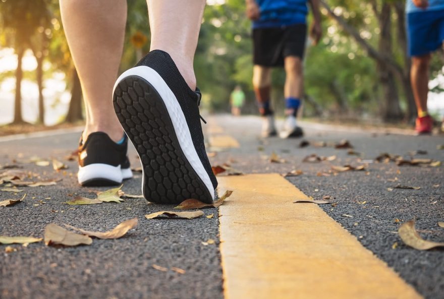 Man walk in park outdoor People exercise healthy lifestyle