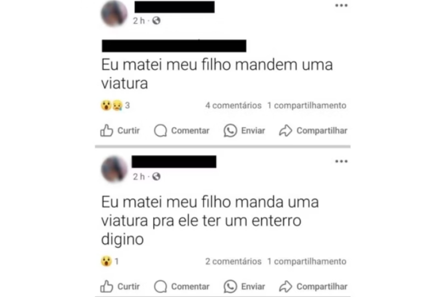 Suspeita confessou a morte do filho, de 4 anos, e pediu que a viatura fosse enviada ao endereço onde morava. (Foto: Reprodução)