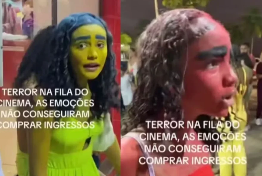 Fãs de 'Divertida Mente' protestaram em fila de cinema em Ilhéus, no sudoeste da Bahia. Foto: Reprodução/Redes Sociais