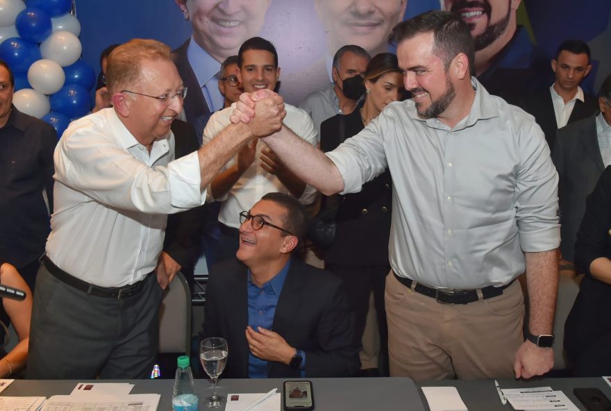 Patriota lança candidatura de Mendanha ao governo de Goiás e deputado federal João Campos (Republicanos) para o Senado (Foto: Rodrigo Estrela (arquivo))