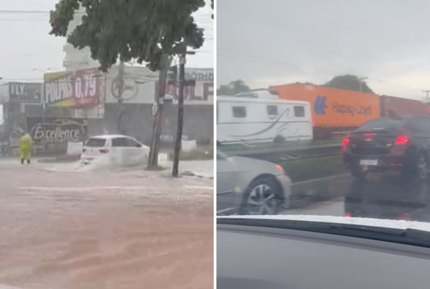 Chuvas intensas alagam ruas de Goiânia na tarde deste domingo, 8