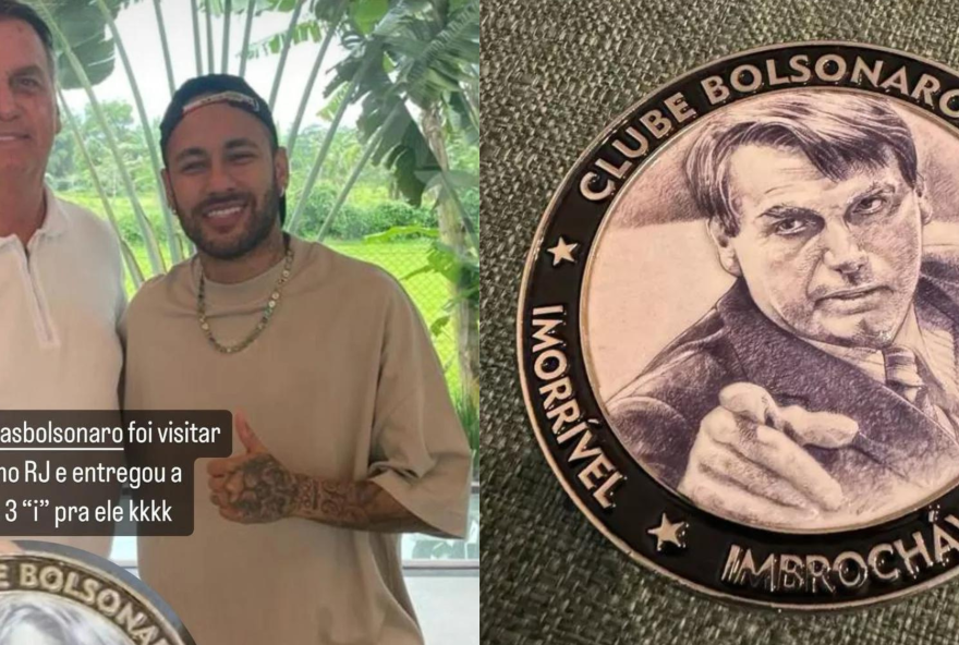 Bolsonaro dá medalha dos “3 Is” a Neymar: “imbrochável”, “imorrível” e “incomível” (Reprodução/Instagram)