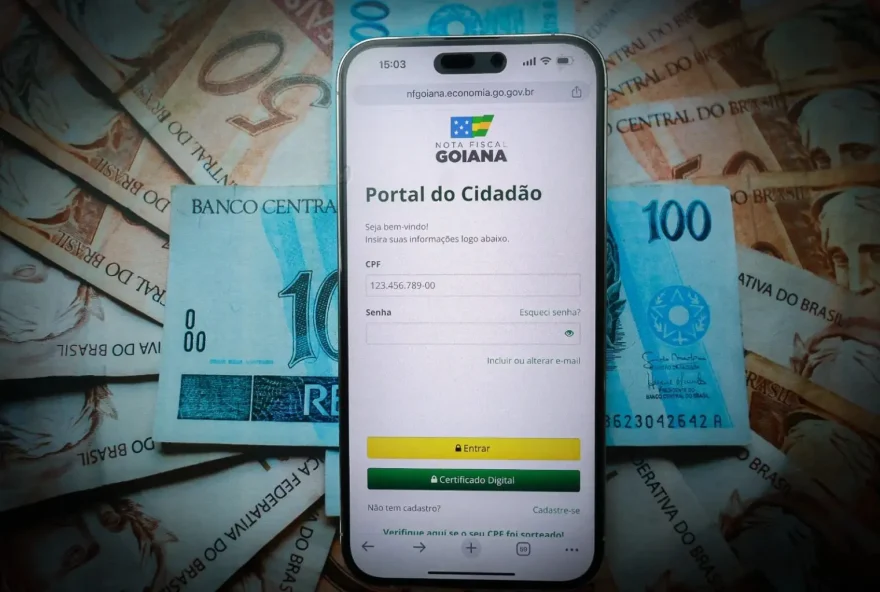 NF Goiana: inscrição deve ser realizada pelo Portal da Economia (na imagem) e garante a chance de concorrer a prêmios em dinheiro, além de desconto no IPVA (Foto: Secretaria da Economia)