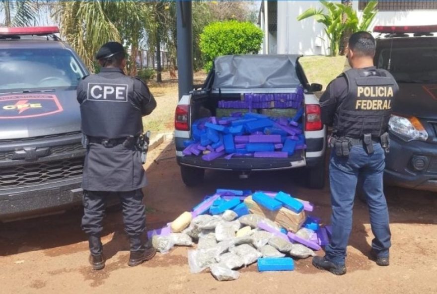 CPE de Jataí e Polícia Federal apreendem 306 kg de maconha em Jataí (Foto: SSP-GO)