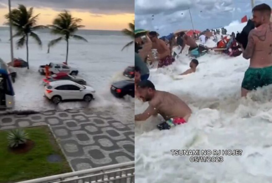 Ressaca atinge Zona Sul do Rio e assusta banhistas (repordução: rede social)