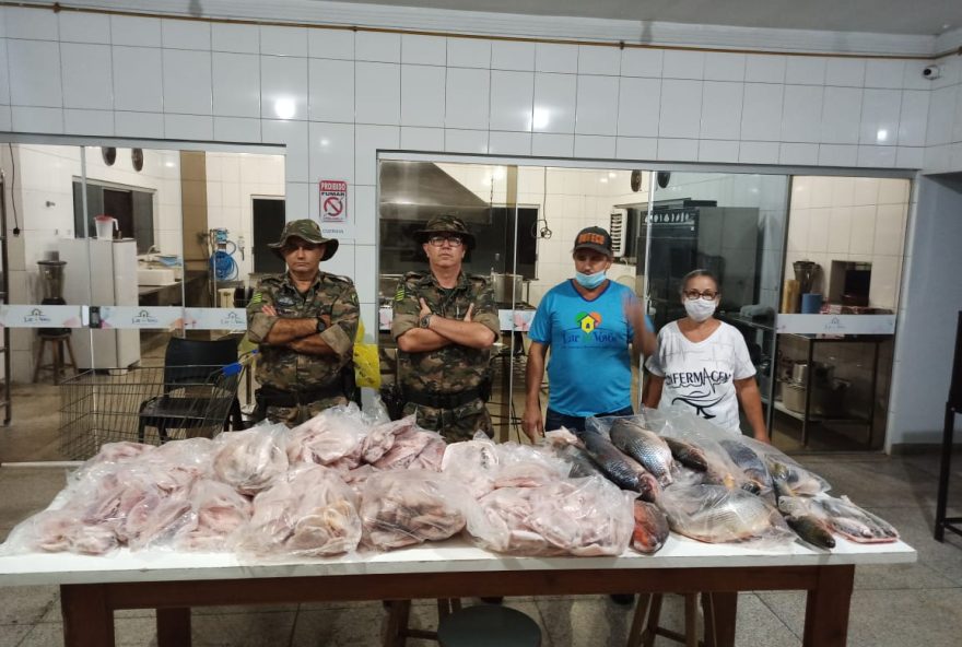 Pescados apreendidos pelo BPMA (Foto:  Divulgação PM)