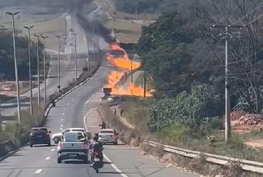 Compartimento de carga do caminhão não foi atingido. (Foto: Reprodução)