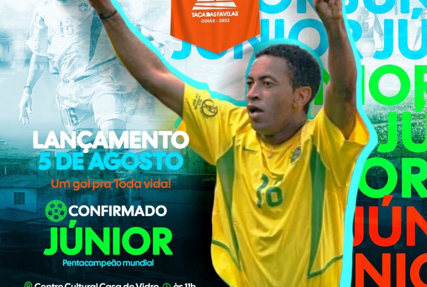 Cartaz com a foto do ex-craque Júnior, do Palmeiras e da seleção, que vai prestigiar o evento (Foto: Divulgação / Cufa)