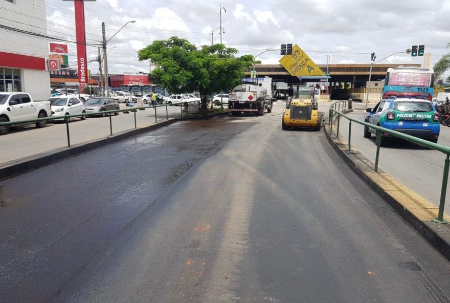 Trabalhos já começaram no trecho entre o Terminal do Jardim Novo Mundo e o Terminal da Praça da Bíblia. (Foto: Seinfra)