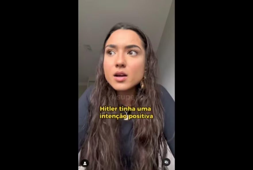 Gabriela Pina possui 414 mil seguidores no TikTok e 138 mil no Instagram. Influenciadora viralizaou ao afirmar que Hitler tinha 