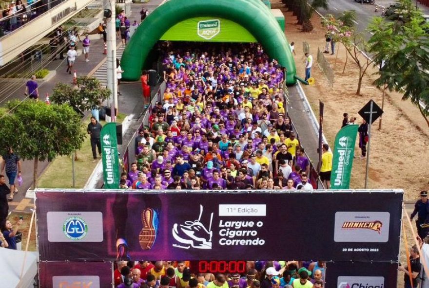 Corrida que compõe as ações do Dia Nacional de Combate ao Fumo reúne centenas de atletas em Goiânia com o objetivo incentivar o abandono do vício
(Foto: Reprodução/ Cristiano Borges)