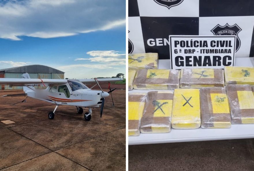 Polícia prende grupo de tráfico interestadual e apreende avião com droga, em Itumbiara