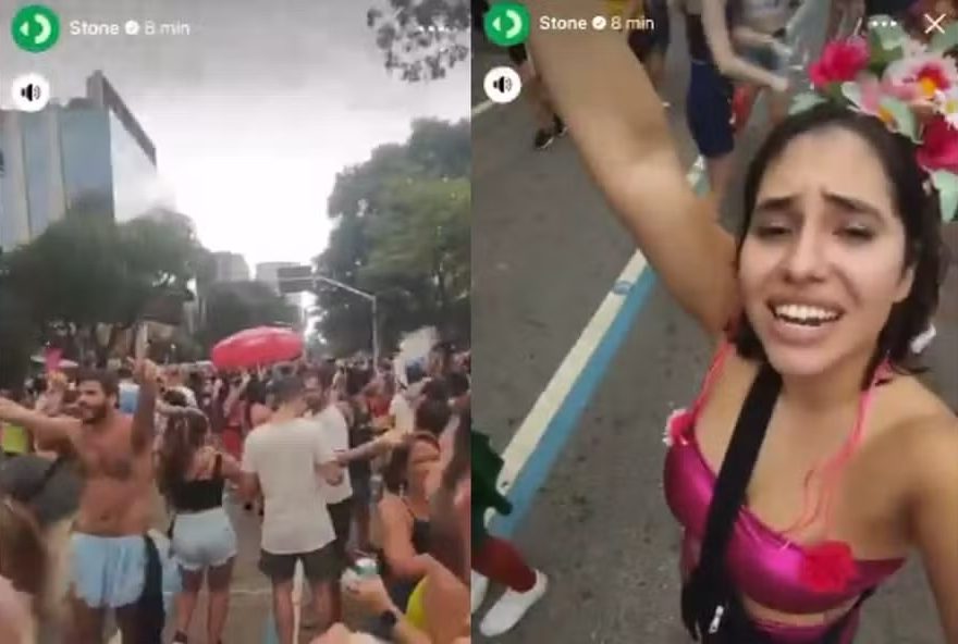 A colaboradora da Stone viralizou após publicar nas redes sociais por engano vídeos curtindo o Carnaval no perfil da empresa 
(Foto: Reprodução/ Redes Sociais)