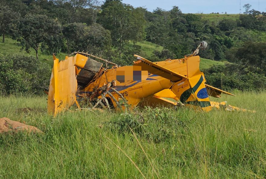 Aeronave faz pouso de emergência e bate em árvores às margens da GO-305