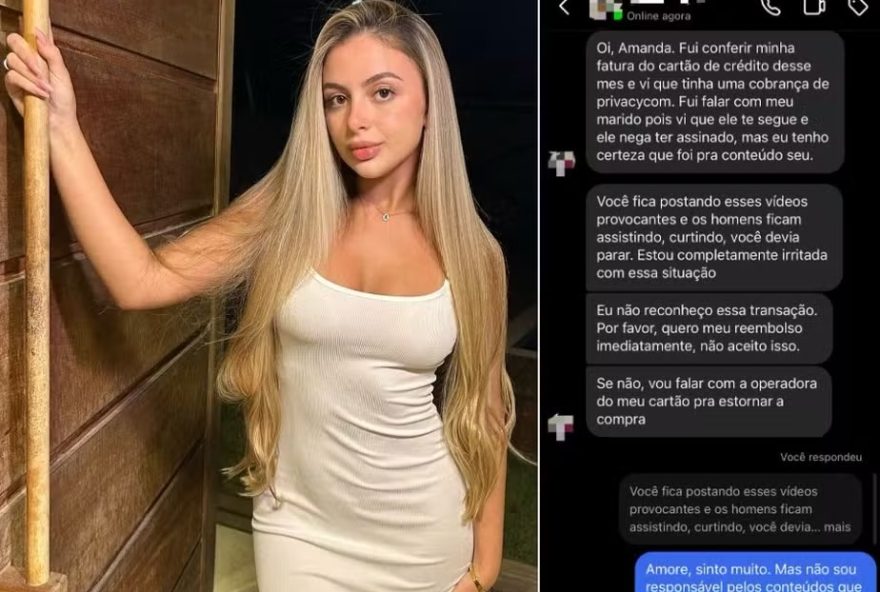 Esposa entra em contato com modelo e exige reembolso de conteúdo adulto assinado pelo marido