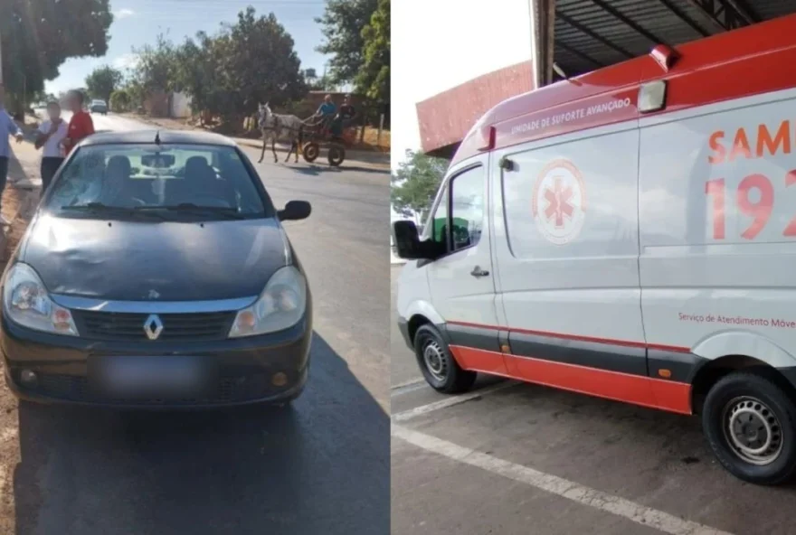 Criança foi atropelada por carro e precisou ser transferida em UTI Móvel até UPA Pediátrica. (Montagem: Reprodução)