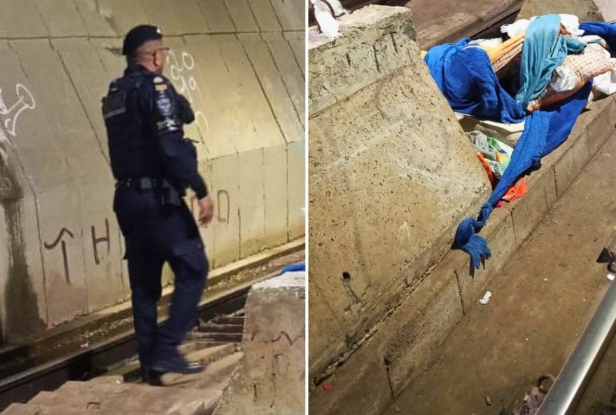 acao-conjunta-retira-25-kg-de-materiais-usados-como-abrigo-no-tunel-do-vlt-em-santos