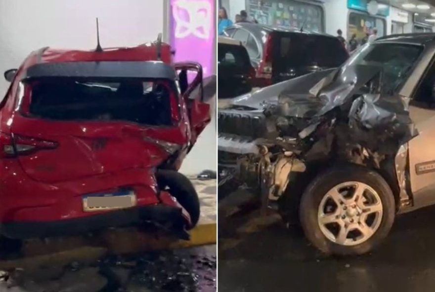 acidente-de-carro-em-salvador3A-luxuoso-veiculo-invade-estacionamento-e-atinge-tres-carros