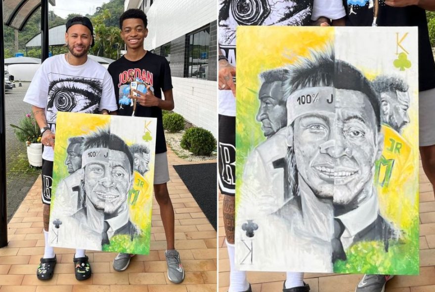 adolescente-de-16-anos-pinta-quadro-de-neymar-e-pele-e-emociona-jogador-no-santos-fc3A-video