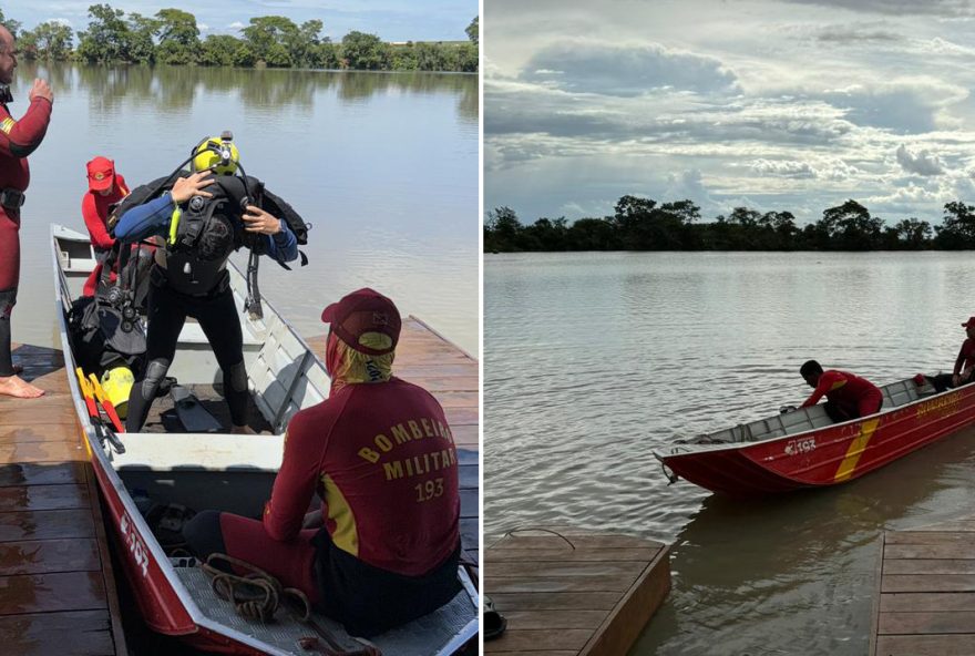 Equipes de resgate do 1º BBM e bombeiros de Senador Canedo mobilizados para buscar o jovem desaparecido no Lago da EMGOPA (Foto: Divulgação/Corpo de Bombeiros)