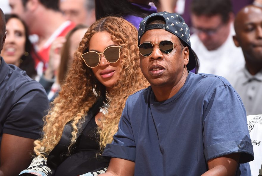 LOS ANGELES, CA - APRIL 30:  Beyonce and Jay Z attend  Game Seven of the Western Conference Quarterfinals of the 2017 NBA Playoffs on April 30, 2017 at STAPLES Center in Los Angeles, California. NOTE TO USER: User expressly acknowledges and agrees that, by downloading and/or using this photograph, user is consenting to the terms and conditions of the Getty Images License Agreement. Mandatory Copyright Notice: Copyright 2017 NBAE (Photo by Andrew D. Bernstein/NBAE via Getty Images)