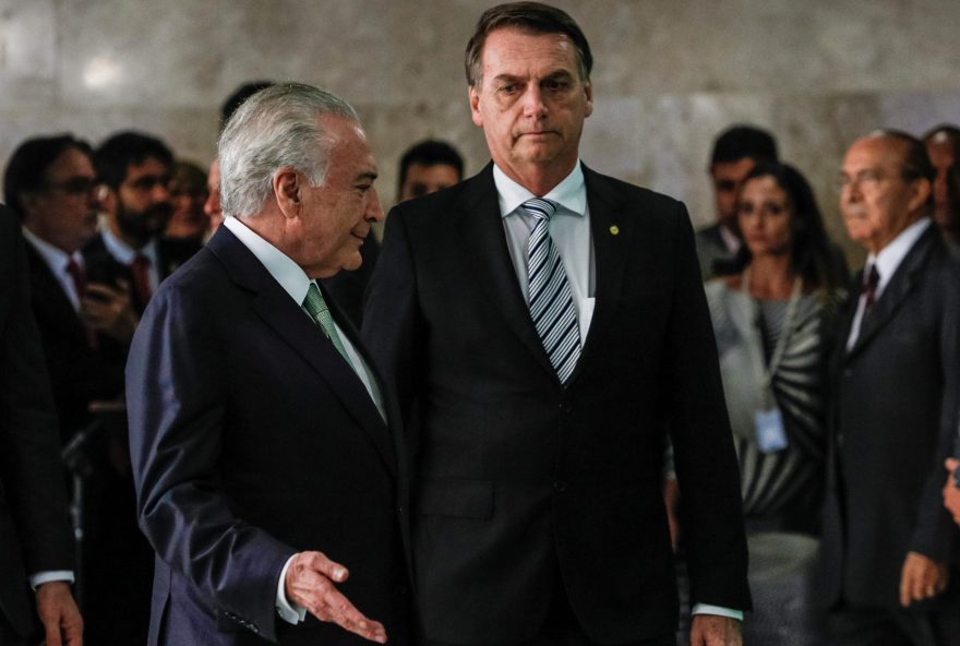 (Brasília - DF, 07/11/2018) Presidente da República, Michel Temer, e Jair Bolsonaro, Presidente da República eleito,  chegam para declaração à imprensa.
Foto: Alan Santos/PR