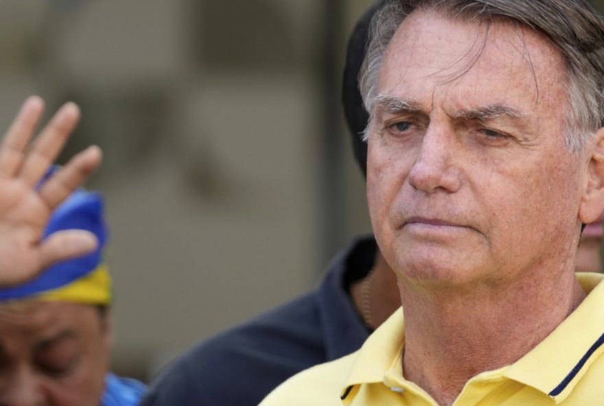 Brazil’s former President Jair Bolsonaro, temporarily allowed out of house arrest for medical exams, leaves a hospital in Brasília, Brazil, Saturday, Aug. 16, 2025. (AP Photo/Eraldo Peres)
